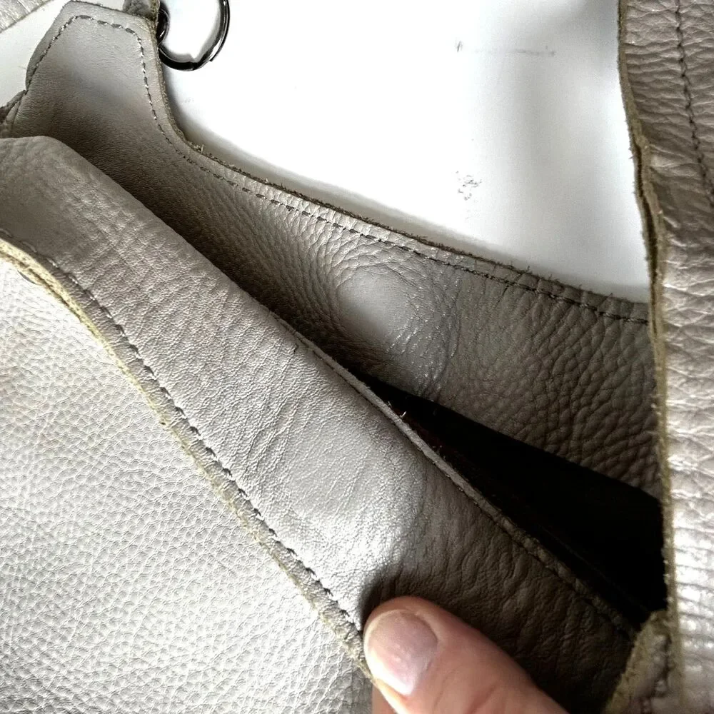 The Sak Women's Beige Shimmer Pebble Leather Hobo Tote Shoulder Bag